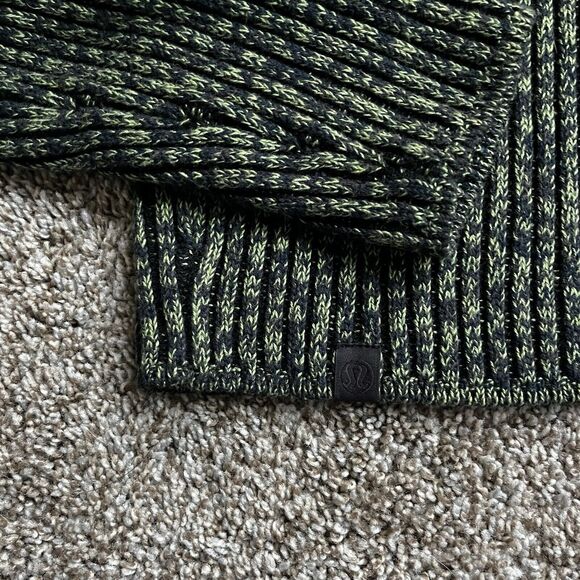 Lululemon Cotton Cashmere Mock Neck Sweater Size 2 Green Black Cozy Ribbed - Picture 6 of 6